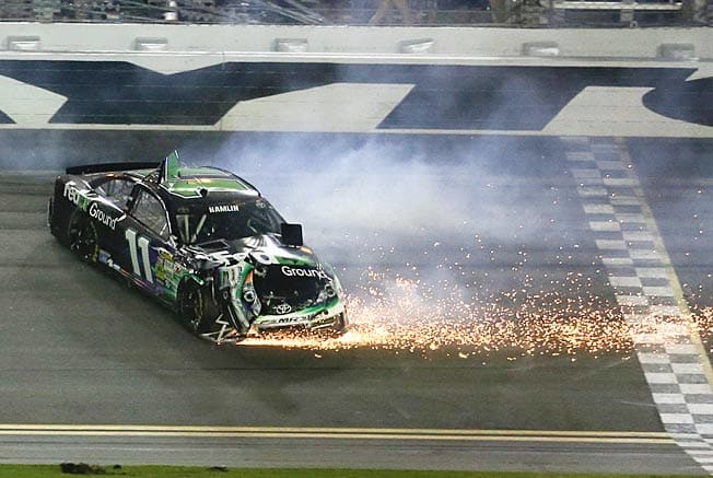 Slip sliding away: Two more crashes haven't helped Denny Hamlin's bad back or his Chase chances.